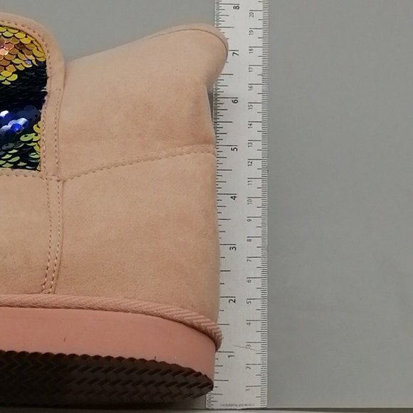 Old Navy Womens Bootie Slipper Pink w/Sequin Front Flat Heel Round Toe Sz 6 - Picture 7 of 10